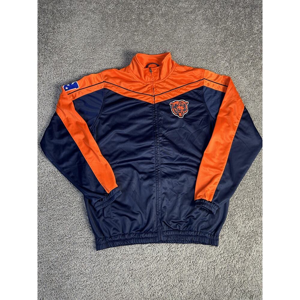 Chicago Bears Jacket Mens M Blue NFL Football Full Zip Windbreaker GIII